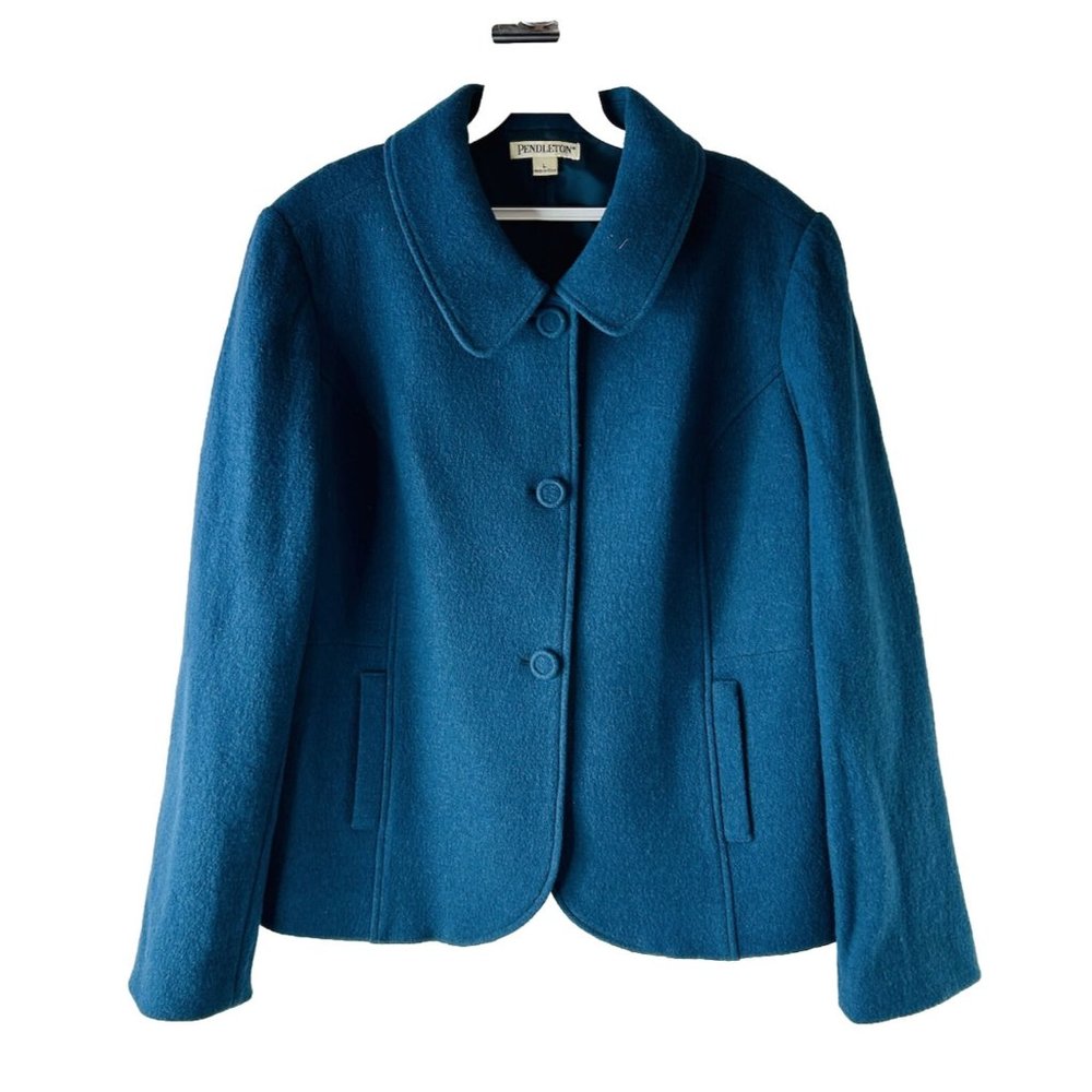 Pendleton Worsted Wool Peter Pan Collar Jacket Bl… - image 1
